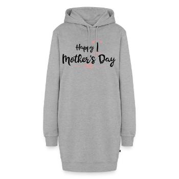 Muttertag - Hoodie-Kleid - Grau meliert - Vorne - AI Model Female 172 light (172cm)