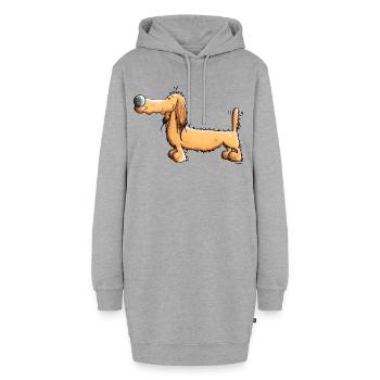 Damiana der Dackel - Hoodie-Kleid - Grau meliert - Vorne - AI Model Female 172 light (172cm)