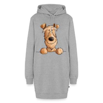 Irish Terrier Hund I Hunderasse - Hoodie-Kleid - Grau meliert - Vorne - AI Model Female 172 light (172cm)