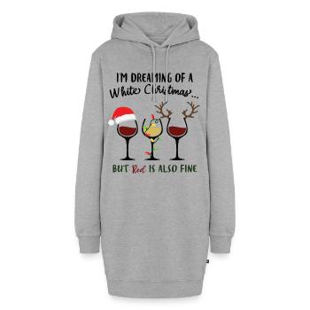lustiger Spruch weiße rote Weihnachten - Hoodie-Kleid - Grau meliert - Vorne - AI Model Female 172 light (172cm)
