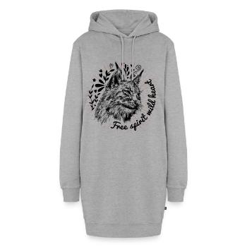 Free spirit wild heart - Hoodie-Kleid - Grau meliert - Vorne - AI Model Female 172 light (172cm)