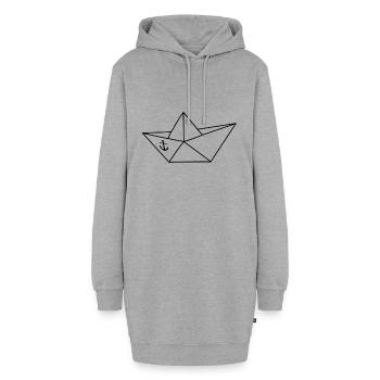 Papierboot Papierschiff Segelboot falten Origami - Hoodie-Kleid - Grau meliert - Vorne - AI Model Female 172 light (172cm)