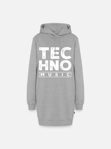 techno music - Hoodie-Kleid - Grau meliert