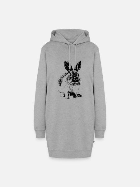 Kaninchen - Hoodie-Kleid - Grau meliert