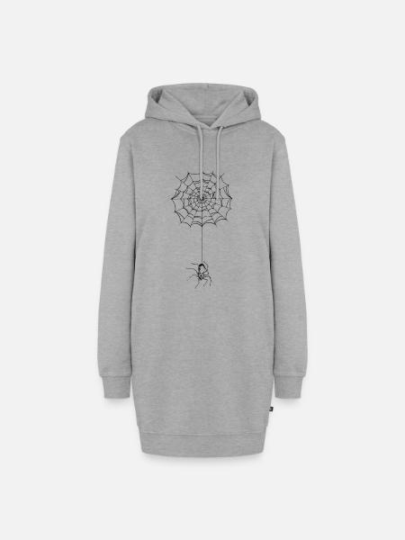 Spinne - Spinnennetz - Spider - Hoodie-Kleid - Grau meliert