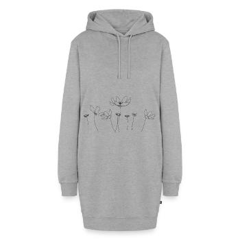 Blumen Strichzeichnungen - Hoodie-Kleid - Grau meliert - Vorne - AI Model Female 172 light (172cm)