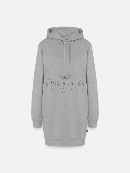 Blumen Strichzeichnungen - Hoodie-Kleid - Grau meliert
