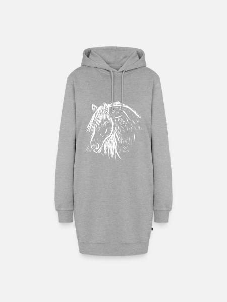 Pferd - Hoodie-Kleid - Grau meliert