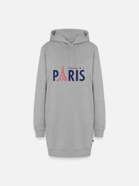 Pariser Eiffelturm - Hoodie-Kleid - Grau meliert