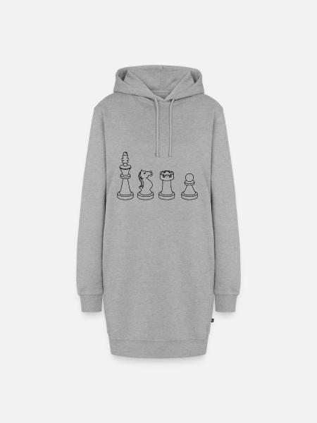 Schach - Hoodie-Kleid - Grau meliert