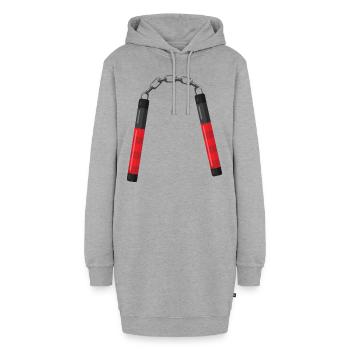 nunchaku ninja - Hoodie-Kleid - Grau meliert - Vorne - AI Model Female 172 light (172cm)