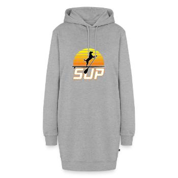 SUP Hund - Stand Up Paddle Paddling Board Surf - Hoodie-Kleid - Grau meliert - Vorne - AI Model Female 172 light (172cm)