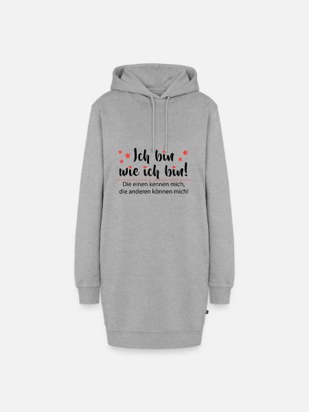 Ich bin wie ich bin - Adenauer Zitat - Hoodie-Kleid - Grau meliert