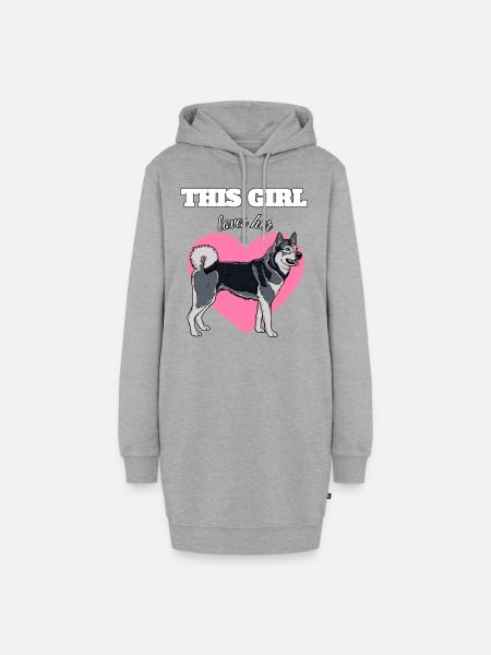 Dieses Mädchen liebt, Jamthund - Hoodie-Kleid - Grau meliert