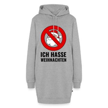 Ich hasse Weihnachten - Hoodie-Kleid - Grau meliert - Vorne - AI Model Female 172 light (172cm)