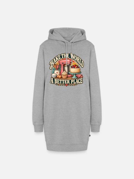 Bake The World A Better Place – Vintage - Hoodie-Kleid - Grau meliert
