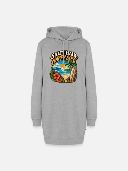 Salty Hair Happy Life – Vintage Surf - Hoodie-Kleid - Grau meliert
