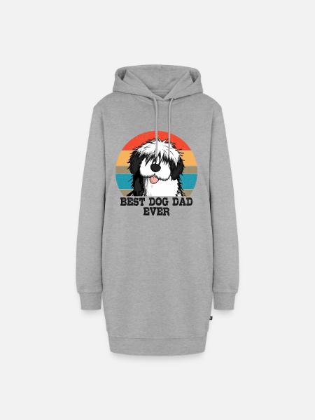 Bobtail-Pudel - Hoodie-Kleid - Grau meliert