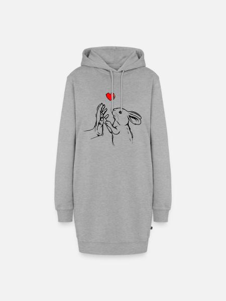 Hase - Hoodie-Kleid - Grau meliert