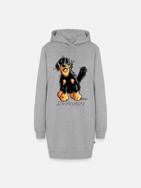 Fröhlicher Hovawart - Hoodie-Kleid - Grau meliert