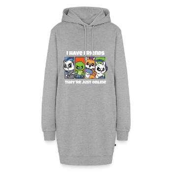 Ich habe Freunde, sie sind nur Online-Gamer Witz - Hoodie-Kleid - Grau meliert - Vorne - AI Model Female 172 light (172cm)