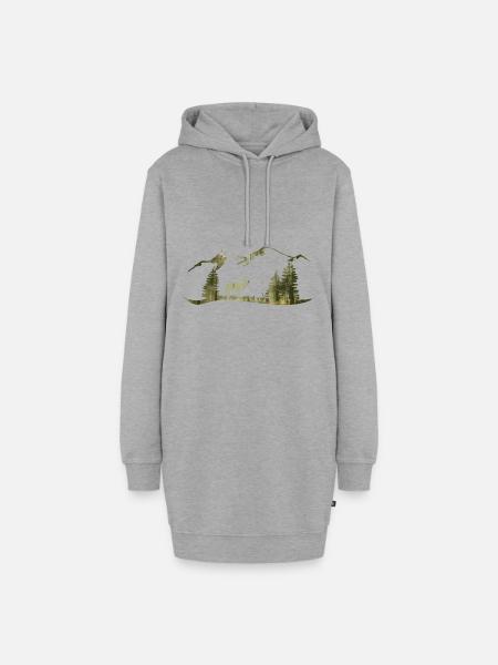 Hirsch im Wald - Hoodie-Kleid - Grau meliert