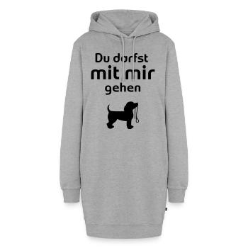Hund gassi gehen Du darfst - Hoodie-Kleid - Grau meliert - Vorne - AI Model Female 172 light (172cm)
