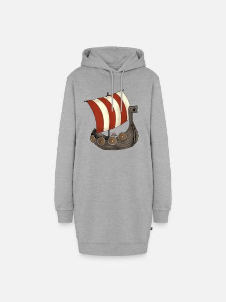 Eriks Winkingerschiff - Hoodie-Kleid - Grau meliert