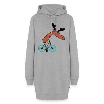 Fahrrad Elch b - Hoodie-Kleid - Grau meliert - Vorne - AI Model Female 172 light (172cm)
