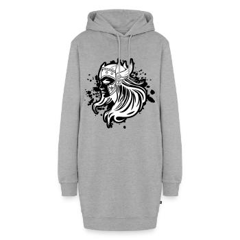 Wikinger Frau Kriegerin Viking - Hoodie-Kleid - Grau meliert - Vorne - AI Model Female 172 light (172cm)