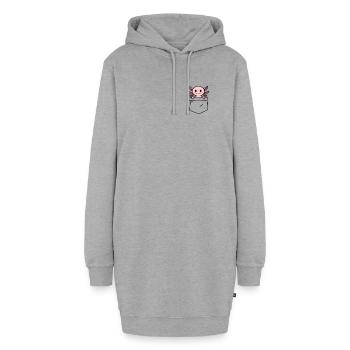 Axolotl in meiner Tasche - Hoodie-Kleid - Grau meliert - Vorne - AI Model Female 172 light (172cm)