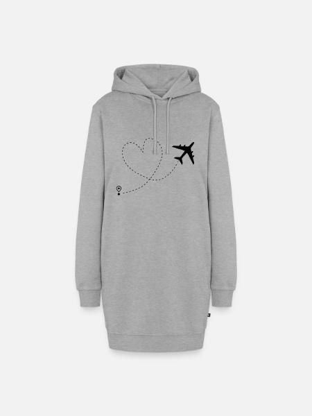 Flugzeug - Hoodie-Kleid - Grau meliert