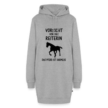 Vorsicht vor der Reiterin Pferdesprüche Geschenk - Hoodie-Kleid - Grau meliert - Vorne - AI Model Female 172 light (172cm)
