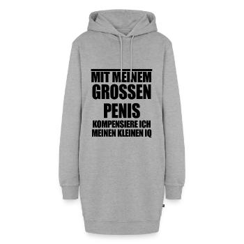 Mit meinem großen Penis - Hoodie-Kleid - Grau meliert - Vorne - AI Model Female 172 light (172cm)