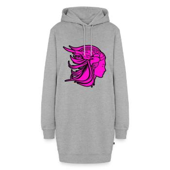Wikinger Frau Viking Kriegerin - Hoodie-Kleid - Grau meliert - Vorne - AI Model Female 172 light (172cm)
