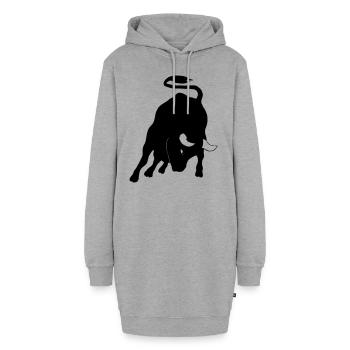 Stier - Hoodie-Kleid - Grau meliert - Vorne - AI Model Female 172 light (172cm)