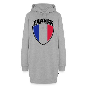 Frankreich - Hoodie-Kleid - Grau meliert - Vorne - AI Model Female 172 light (172cm)
