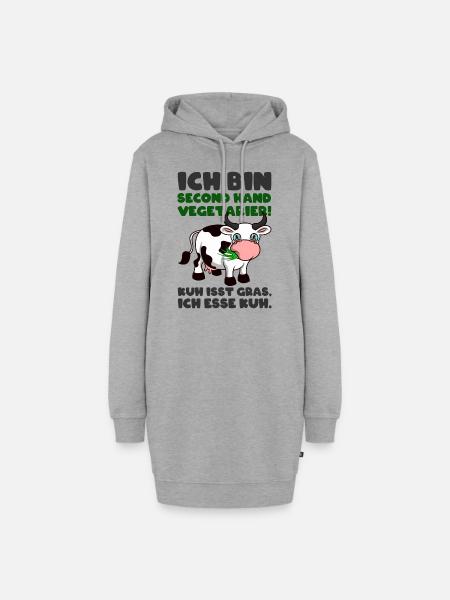 Ich bin Second Hand Vegetarier - Hoodie-Kleid - Grau meliert