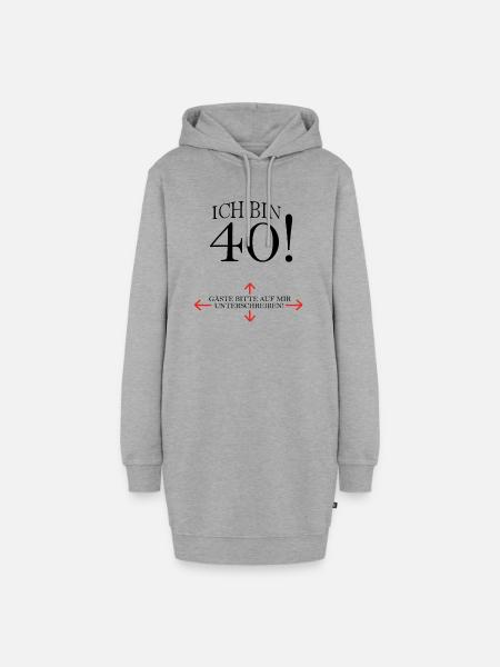 Ich Bin 40 Geburtstag Gästeliste - Hoodie-Kleid - Grau meliert
