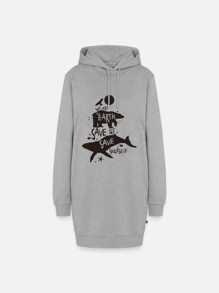 Wir sind erde - Hoodie-Kleid - Grau meliert