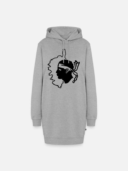 Korsika Karte und Flagge - Hoodie-Kleid - Grau meliert