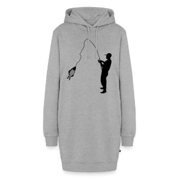Angler - Hoodie-Kleid - Grau meliert - Vorne - AI Model Female 172 light (172cm)