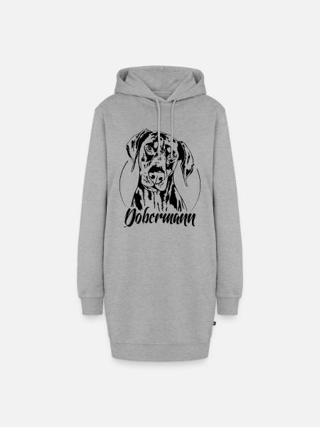DOBERMANN Hundeportrait Wilsigns Hunde Aufkleber - Hoodie-Kleid - Grau meliert