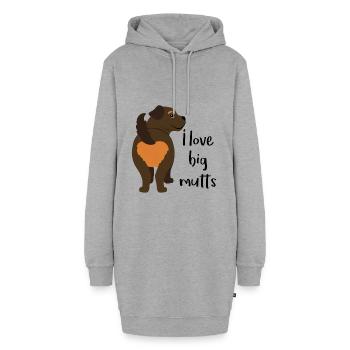 Ich liebe große Köter - Hoodie-Kleid - Grau meliert - Vorne - AI Model Female 172 light (172cm)