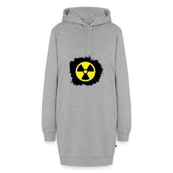 Gelbes / gelb Radioaktiv, Radioaktivitätssymbol - Hoodie-Kleid - Grau meliert - Vorne - AI Model Female 172 light (172cm)