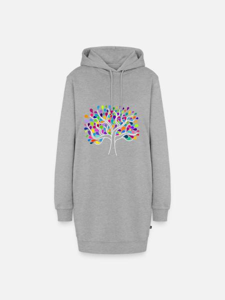 Baum des Lebens - Hoodie-Kleid - Grau meliert