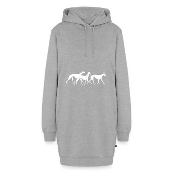 Drei Whippets - Hoodie-Kleid - Grau meliert - Vorne - AI Model Female 172 light (172cm)