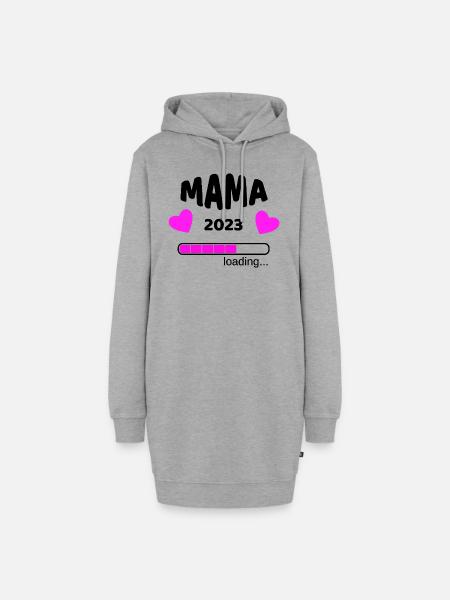 Mama 2023 Schwangerschaf Baby-Party Geburt Idee - Hoodie-Kleid - Grau meliert