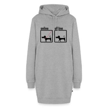 online / offline (Hund) - Hoodie-Kleid - Grau meliert - Vorne - AI Model Female 172 light (172cm)
