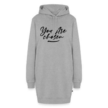Christliche Sprüche - Hoodie-Kleid - Grau meliert - Vorne - AI Model Female 172 light (172cm)